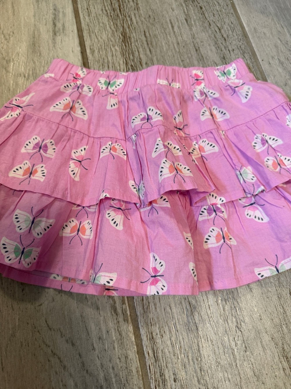 Girls Pink Butterfly Tiered Skirt 2T